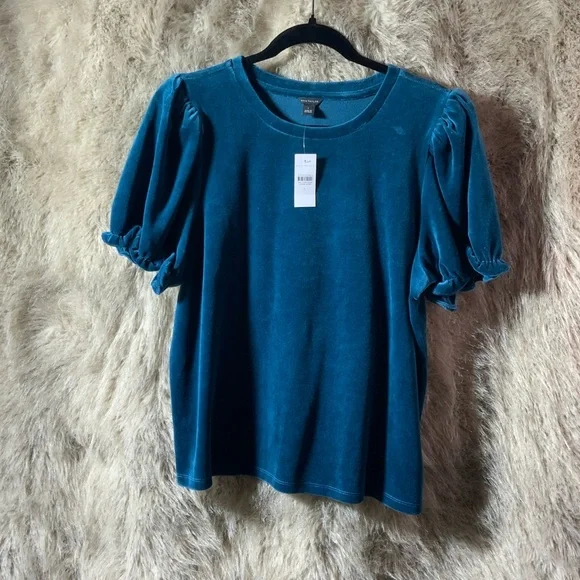 Ann Taylor Teal Short Sleeve Top - Picture 1 of 6
